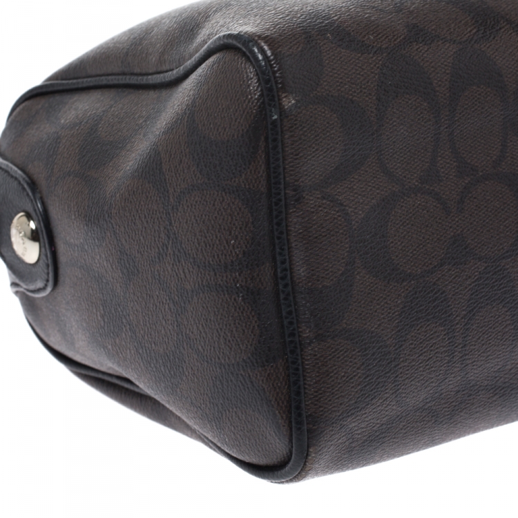 Pre Owned Coach Brown Signature Coated Canvas and Leather Mini Bennett Satchel