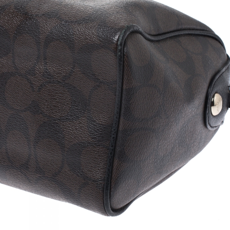 Pre Owned Coach Brown Signature Coated Canvas and Leather Mini Bennett Satchel