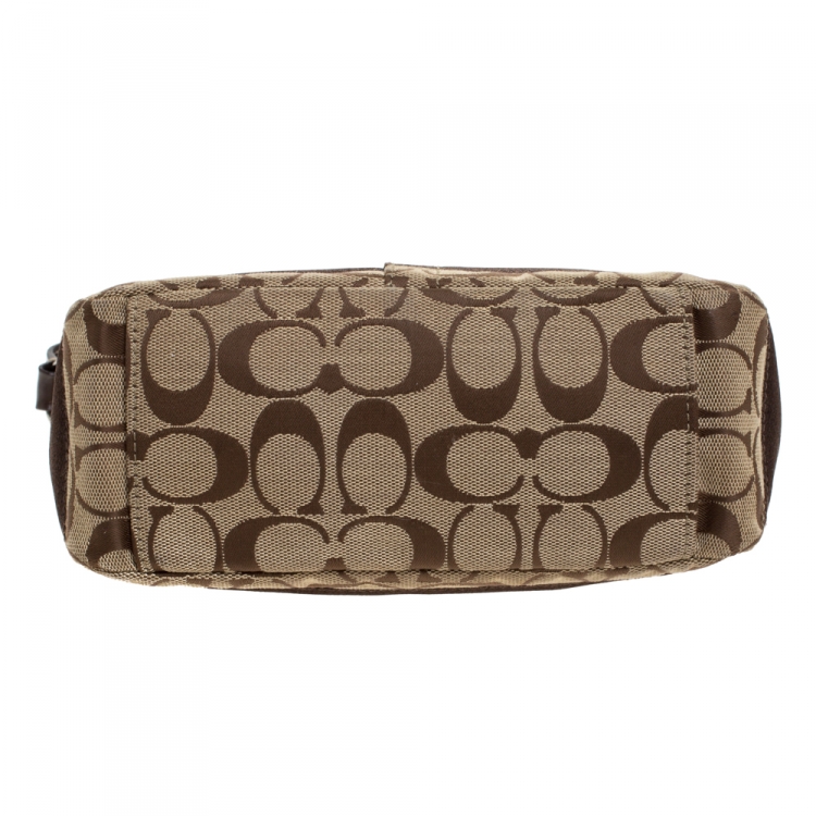 Pre Owned Coach Beige/Brown Signature Canvas Bag