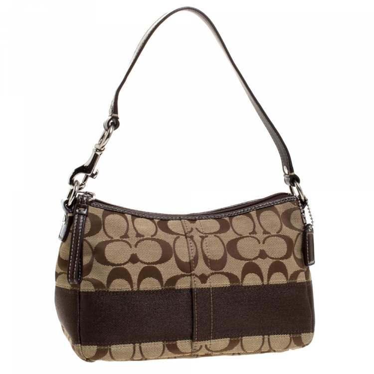 Pre Owned Coach Beige/Brown Signature Canvas Bag