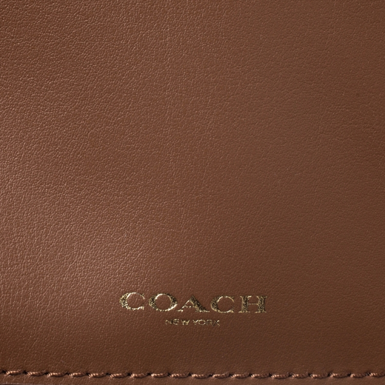 Pre Owned Coach Beige Signature Coated Canvas and Leather Bag