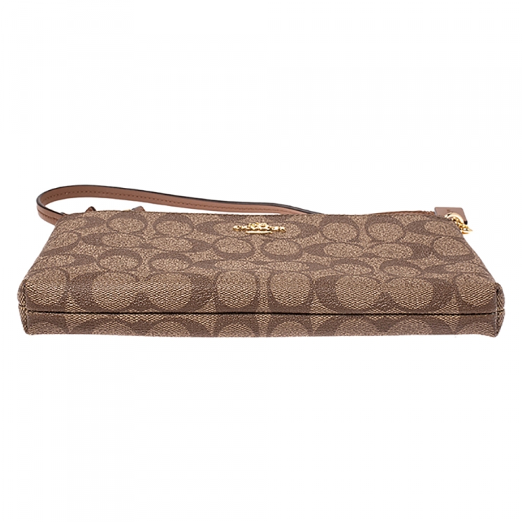 Pre Owned Coach Beige Signature Coated Canvas and Leather Bag