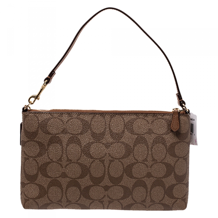 Pre Owned Coach Beige Signature Coated Canvas and Leather Bag