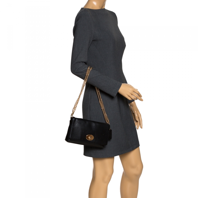 Pre Owned Coach Black Leather Dinky Crossbody Bag