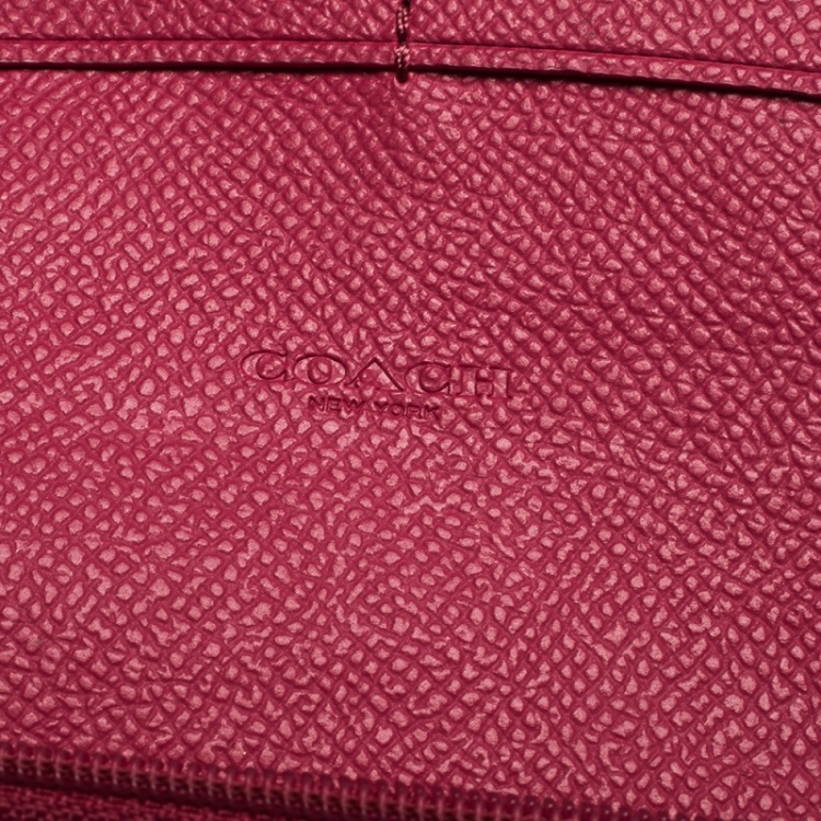 Pre Owned Coach Beige/Pink Coated Canvas and Leather Continental Wallet