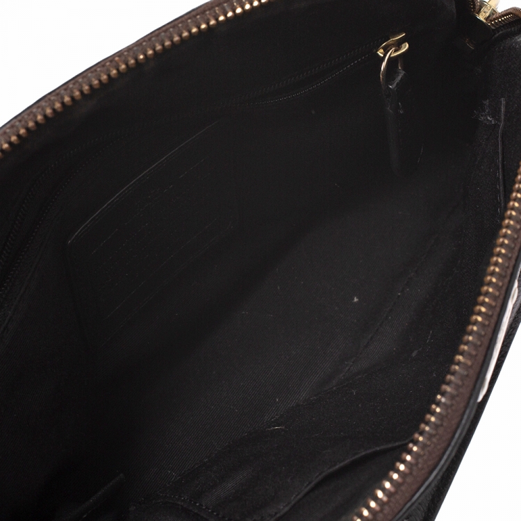 Pre Owned Coach Brown/Black Coated Canvas and Leather Sierra Satchel