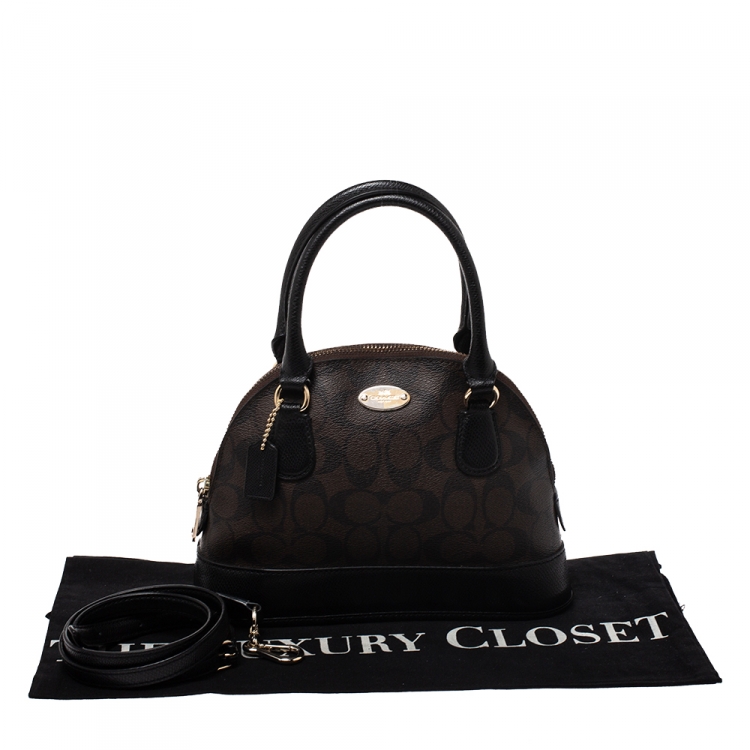 Pre Owned Coach Brown/Black Coated Canvas and Leather Sierra Satchel