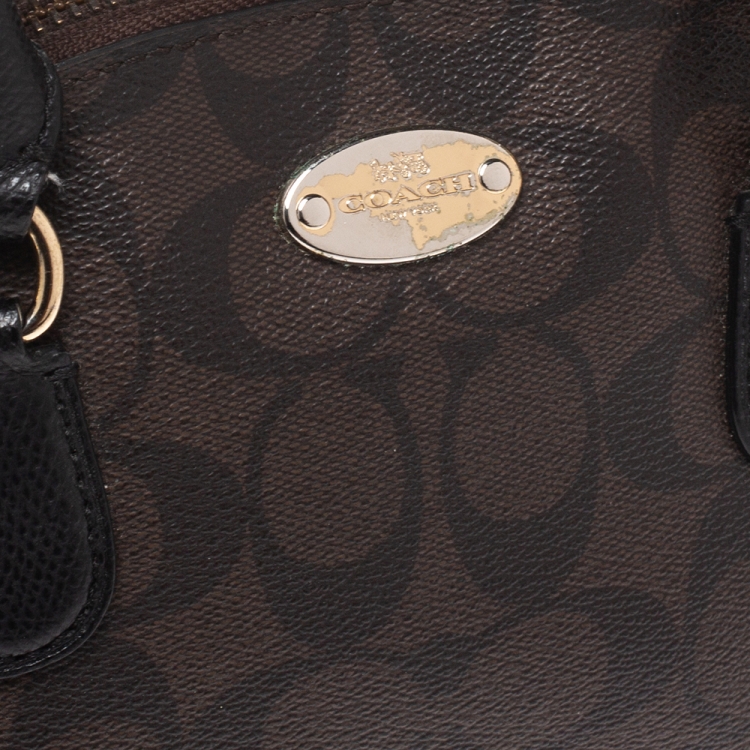 Pre Owned Coach Brown/Black Coated Canvas and Leather Sierra Satchel