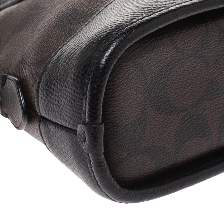 Pre Owned Coach Brown/Black Coated Canvas and Leather Sierra Satchel