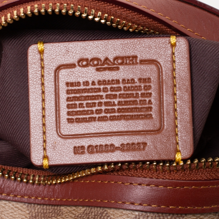 Pre Owned Coach Beige Signature Coated Canvas and Leather Belt Bag