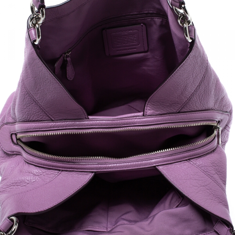 Pre Owned Coach Lilac Leather Lexy Shoulder Bag