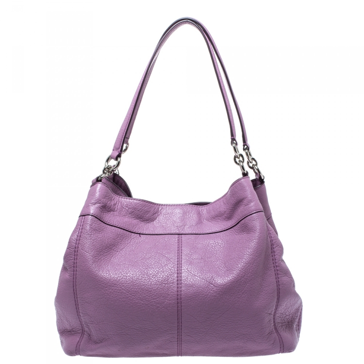 Pre Owned Coach Lilac Leather Lexy Shoulder Bag