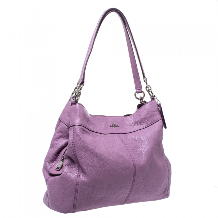 Pre Owned Coach Lilac Leather Lexy Shoulder Bag