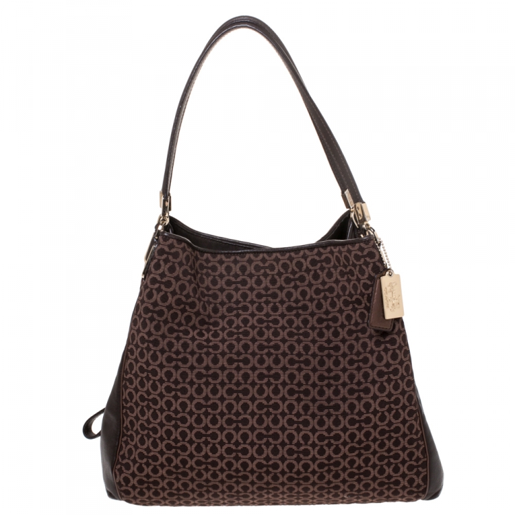 Pre Owned Coach Brown Signature Canvas Edie 31 Shoulder Bag