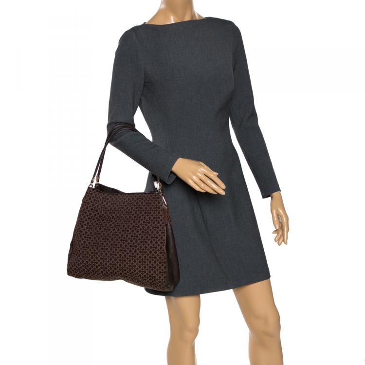 Pre Owned Coach Brown Signature Canvas Edie 31 Shoulder Bag