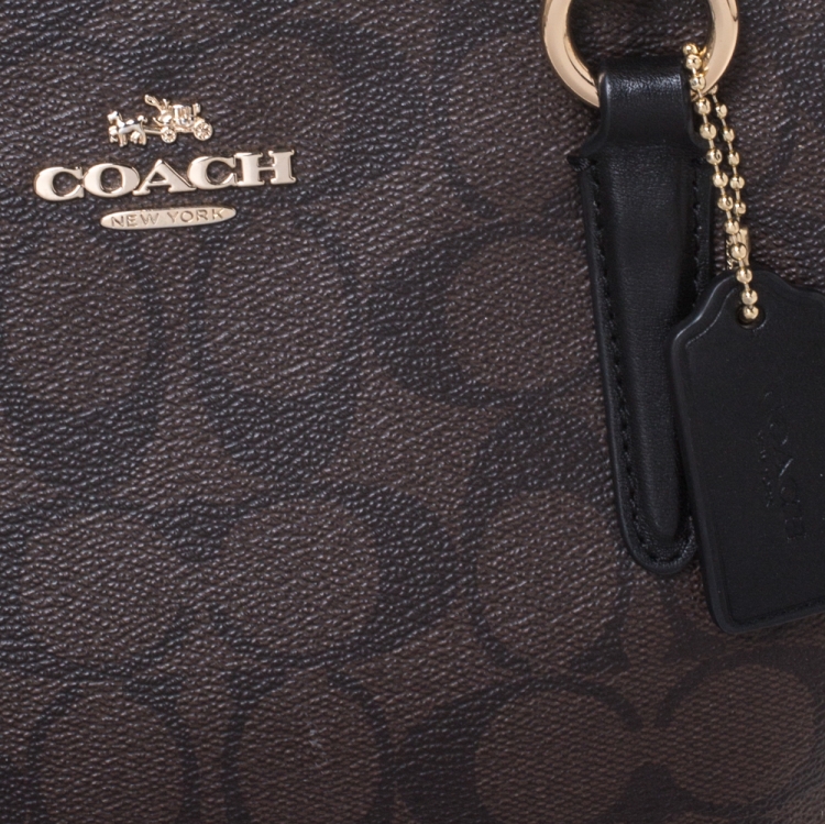 Pre Owned Coach Dark Brown/Black Coated Canvas Mini Christie Carryall Satchel