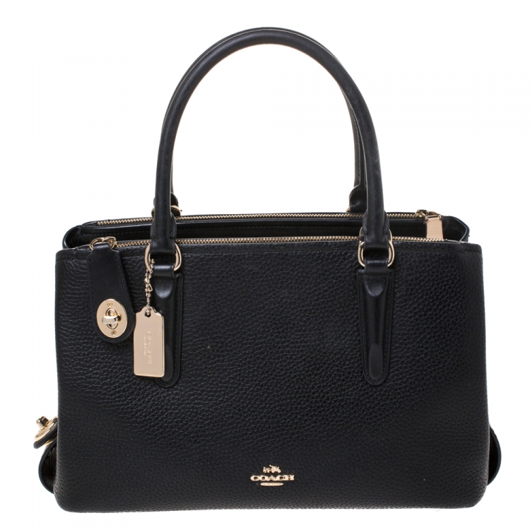 Pre Owned Coach Black Leather Crosby Carryall Satchel