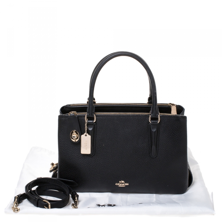 Pre Owned Coach Black Leather Crosby Carryall Satchel