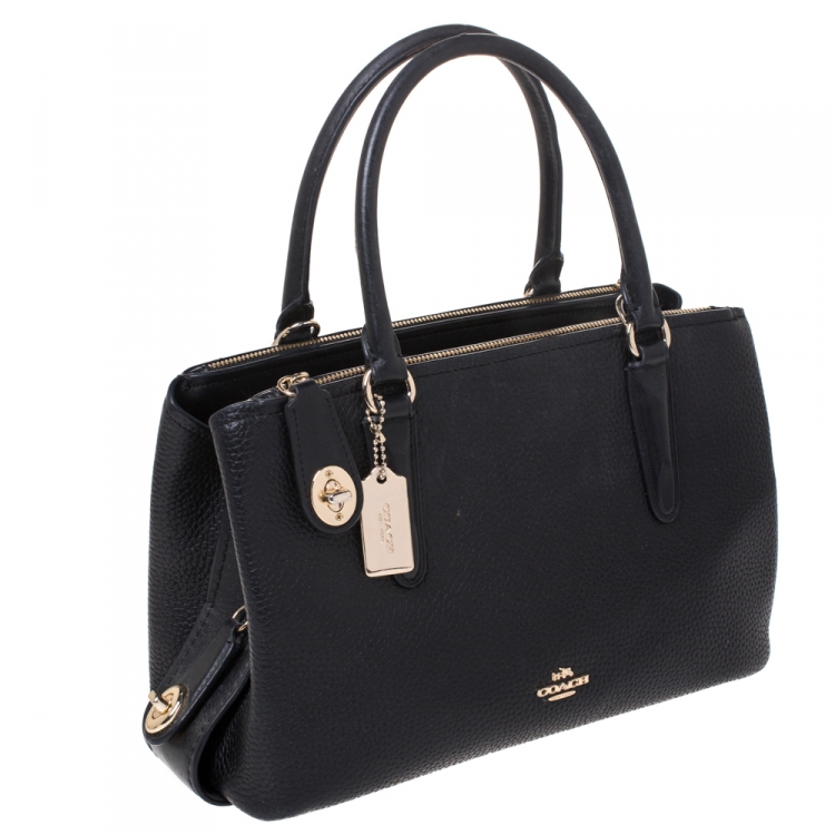 Pre Owned Coach Black Leather Crosby Carryall Satchel