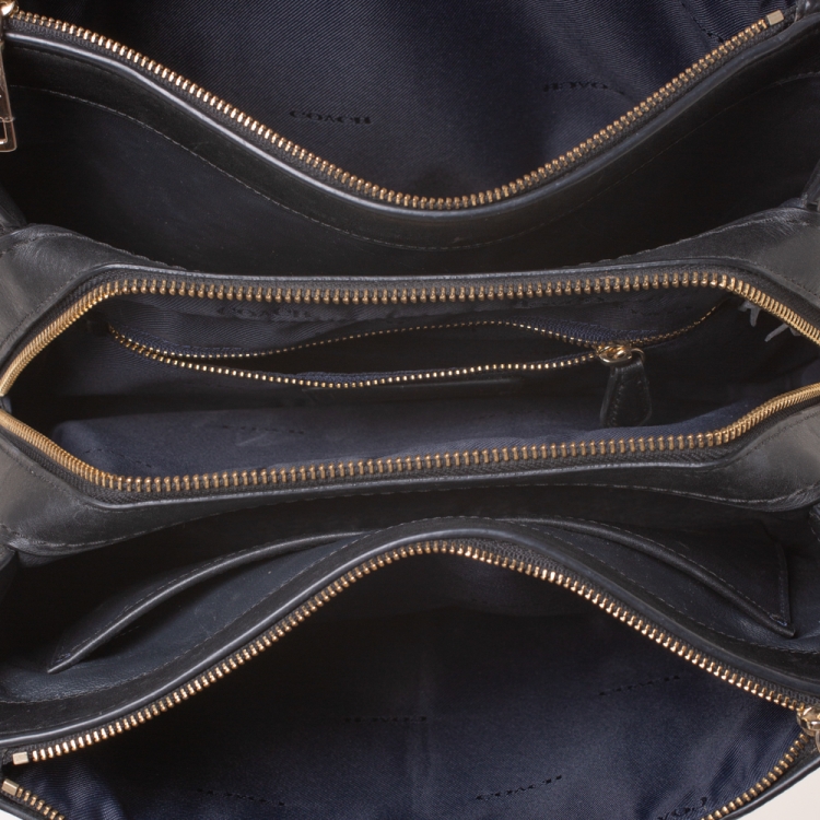 Pre Owned Coach Black Leather Crosby Carryall Satchel