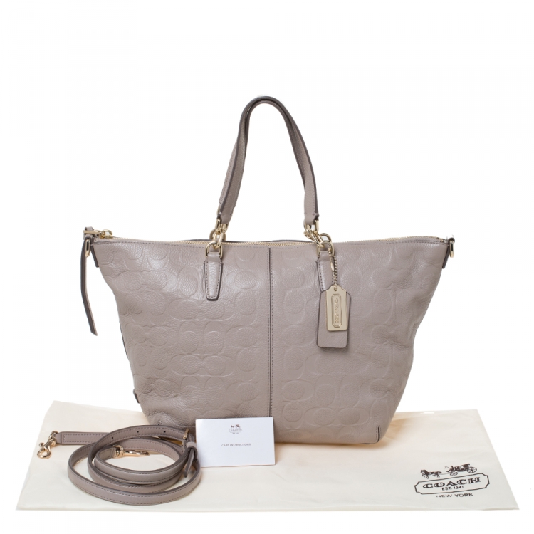 Pre Owned Coach Beige Leather Small Madison Kelsey Satchel