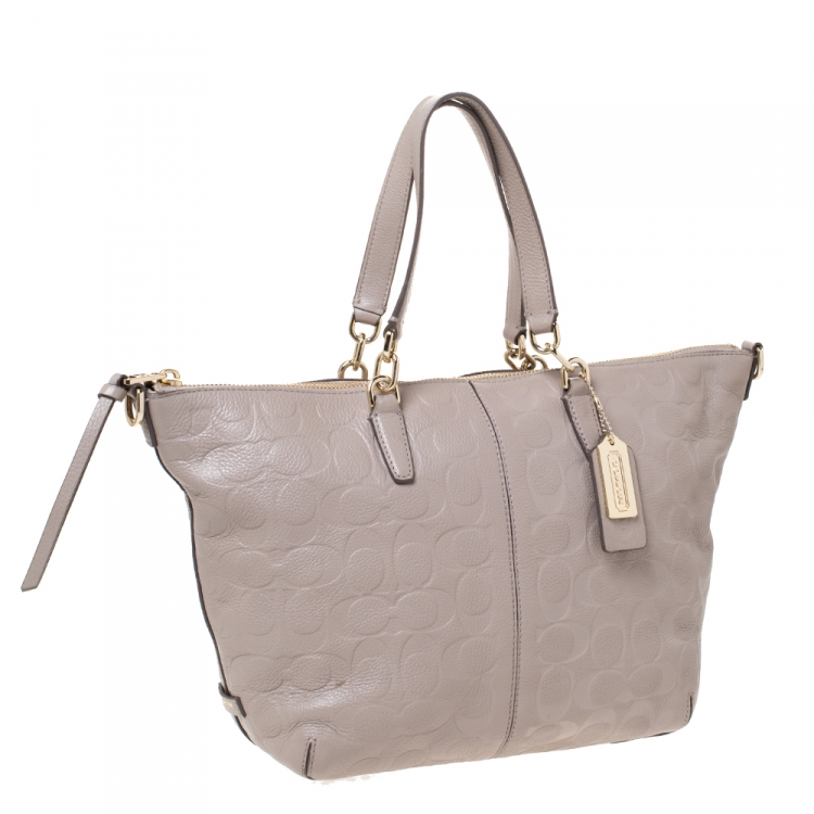 Pre Owned Coach Beige Leather Small Madison Kelsey Satchel
