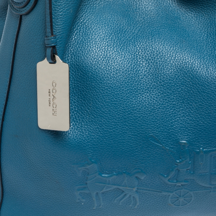 Pre Owned Coach Blue Leather Carriage Edie Shoulder Bag