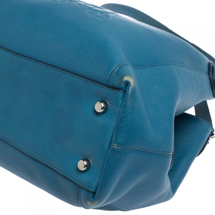 Pre Owned Coach Blue Leather Carriage Edie Shoulder Bag