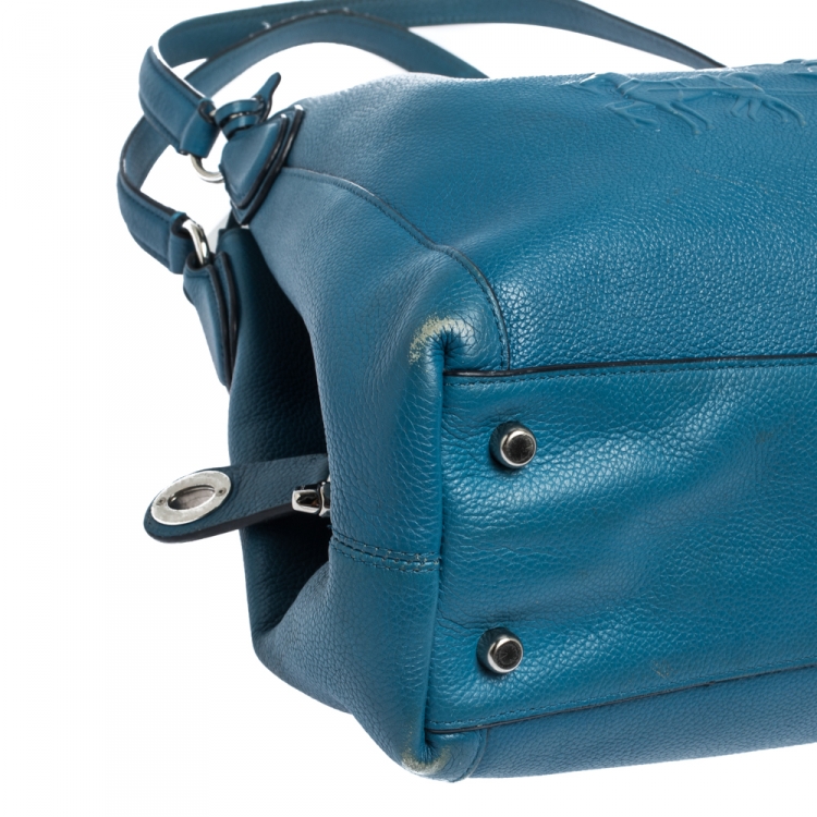 Pre Owned Coach Blue Leather Carriage Edie Shoulder Bag