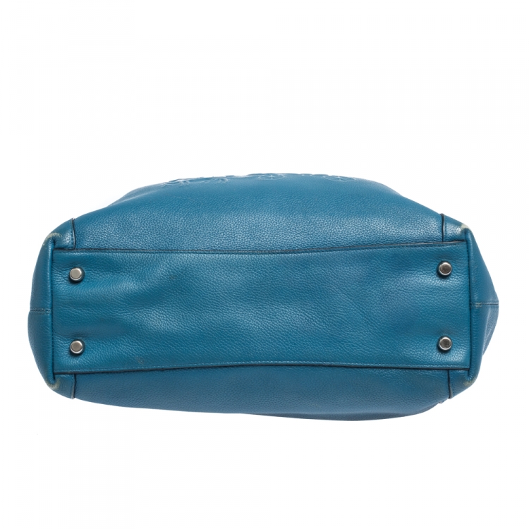 Pre Owned Coach Blue Leather Carriage Edie Shoulder Bag