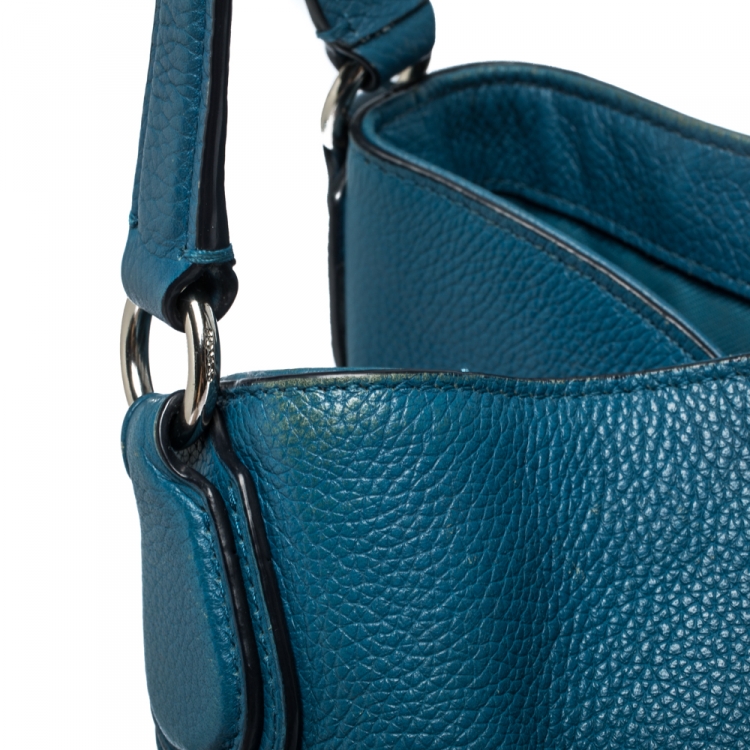 Pre Owned Coach Blue Leather Carriage Edie Shoulder Bag
