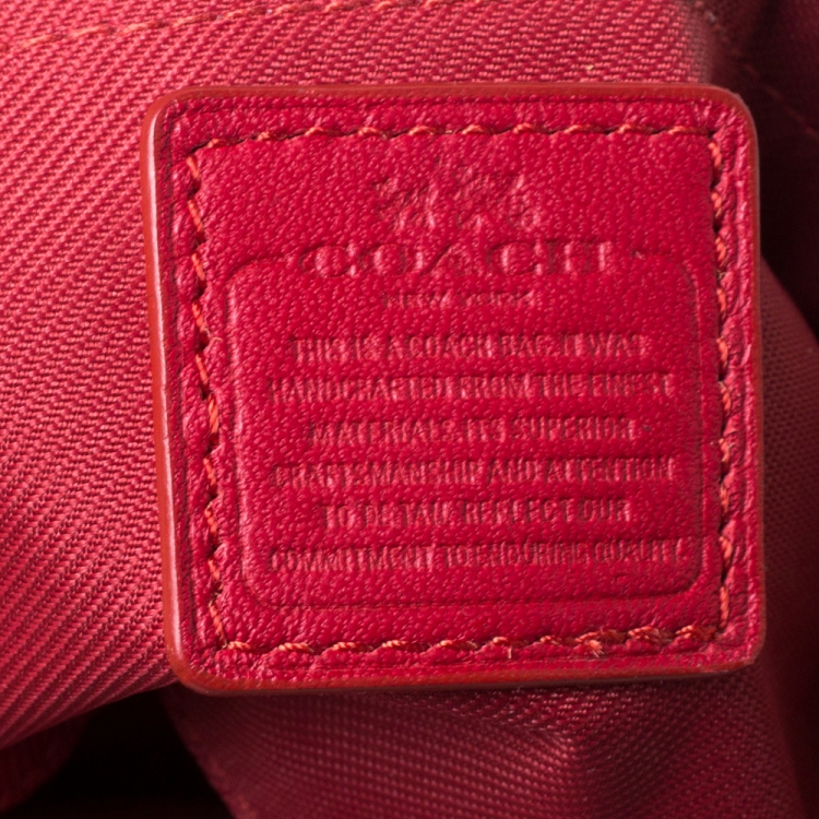 مملوكة مسبقًا  Coach Brown/Red Signature Canvas and Leather Courie Crossbody Bag