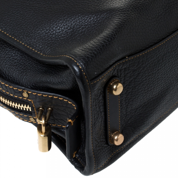 Pre Owned Coach Black Pebble Leather Tote