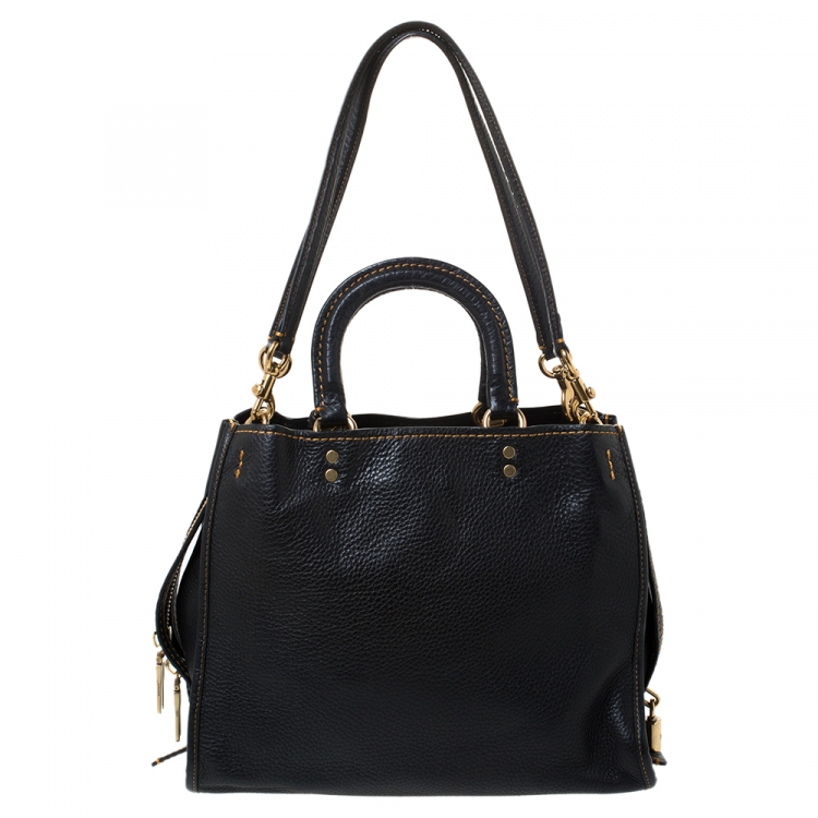 Pre Owned Coach Black Pebble Leather Tote