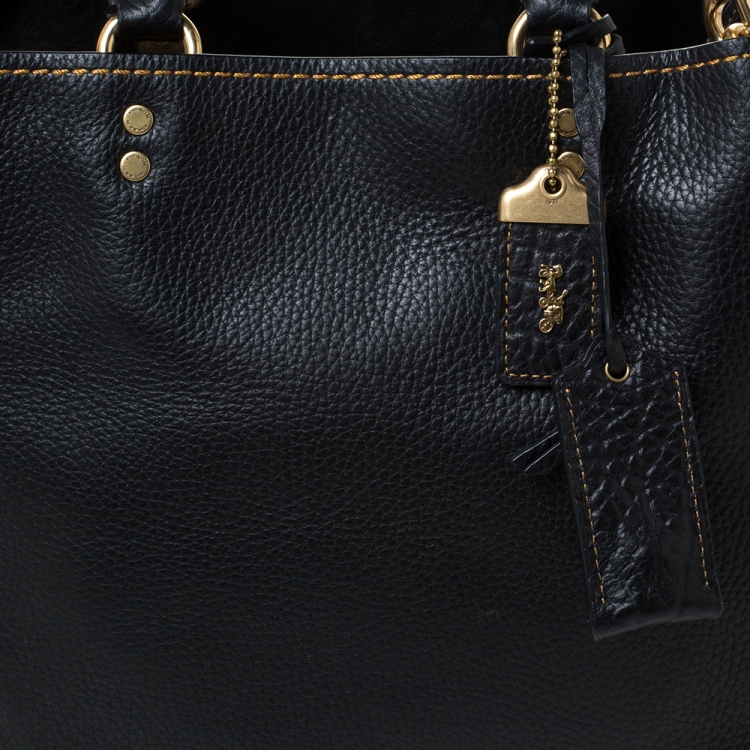 Pre Owned Coach Black Pebble Leather Tote
