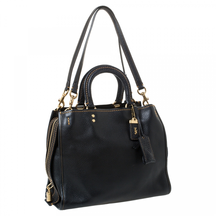 Pre Owned Coach Black Pebble Leather Tote