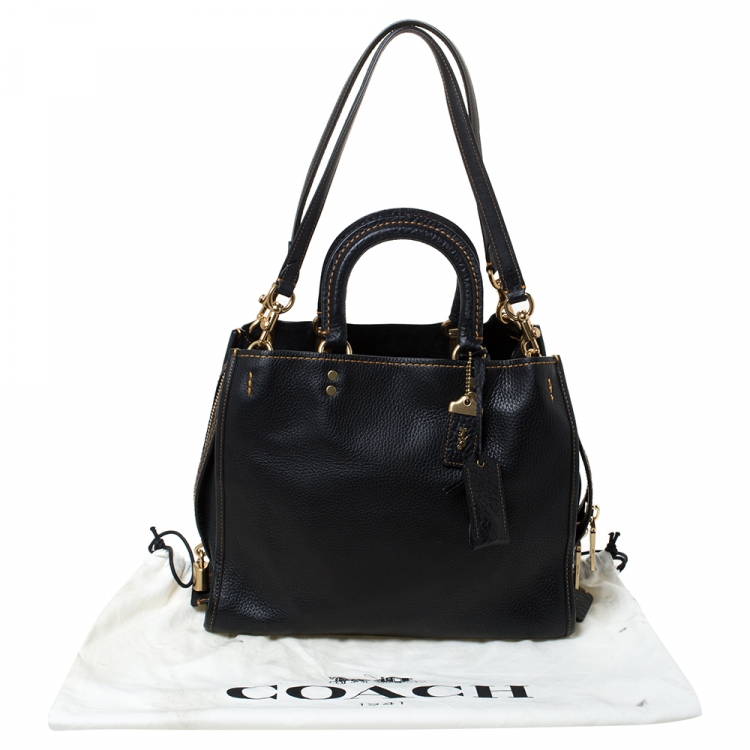 Pre Owned Coach Black Pebble Leather Tote