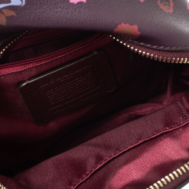 Pre Owned Coach Burgundy Printed Leather and Nylon Mini Charlie Backpack
