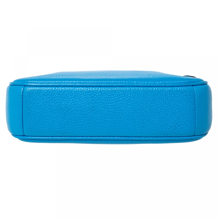 Pre Owned Coach Sky Blue Leather Mini Pochette