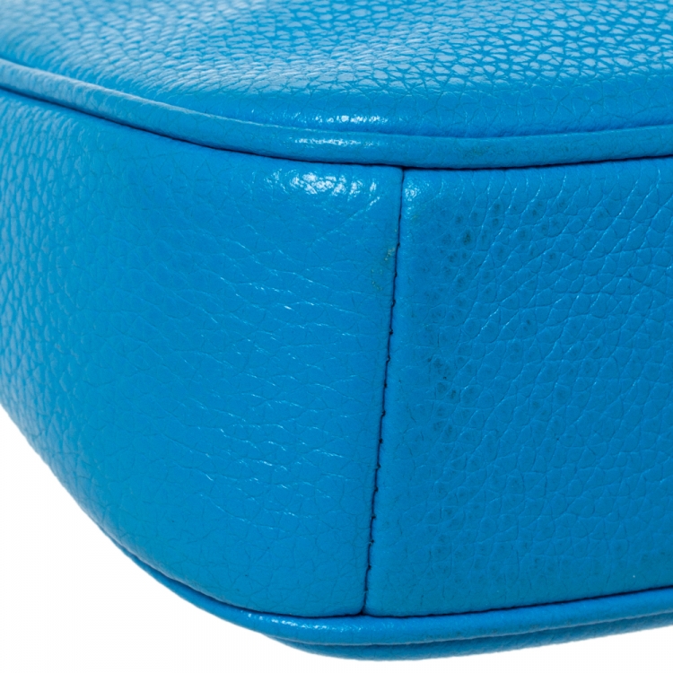 Pre Owned Coach Sky Blue Leather Mini Pochette