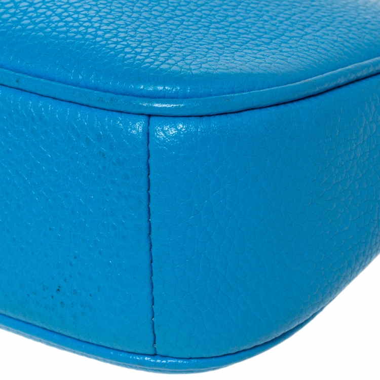 Pre Owned Coach Sky Blue Leather Mini Pochette