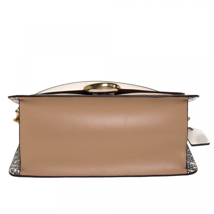 Pre Owned Coach Beige/White Leather and Python Tabby Shoulder Bag