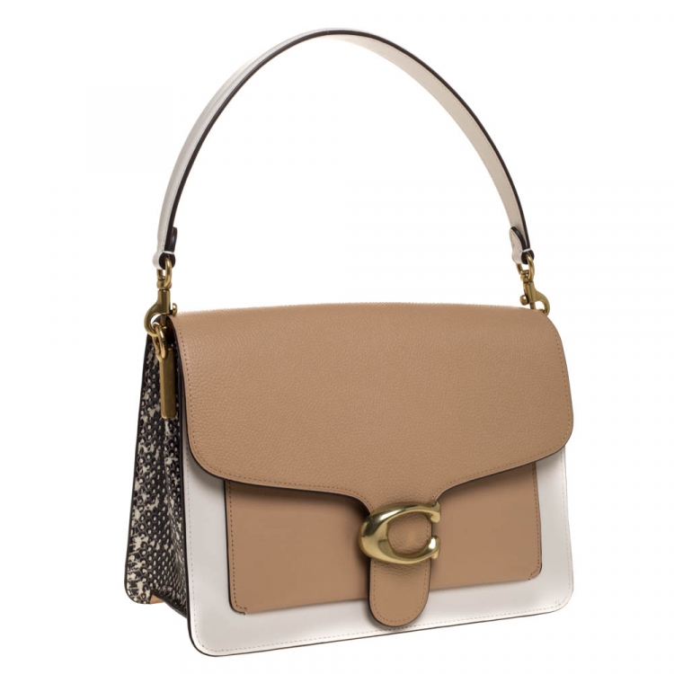 Pre Owned Coach Beige/White Leather and Python Tabby Shoulder Bag