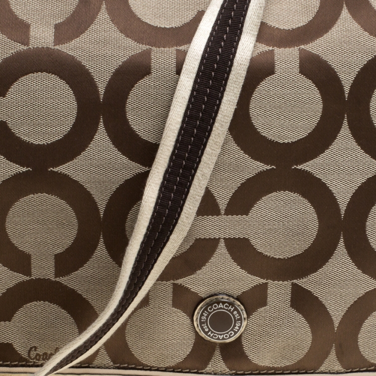 Pre Owned Coach Beige Signature Canvas Diaper Messenger Bag