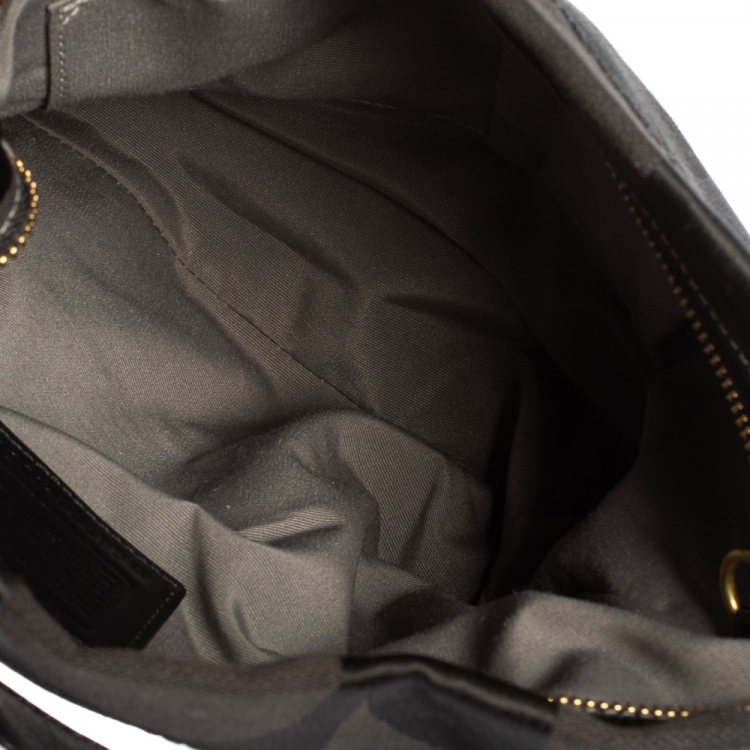 Pre Owned Coach Black Signature Canvas and Leather Carly Hobo