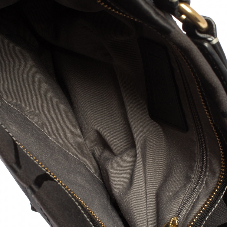 Pre Owned Coach Black Signature Canvas and Leather Carly Hobo