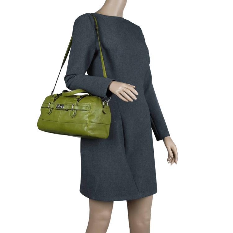 Pre Owned Coach Green Leather Chelsea Satchel