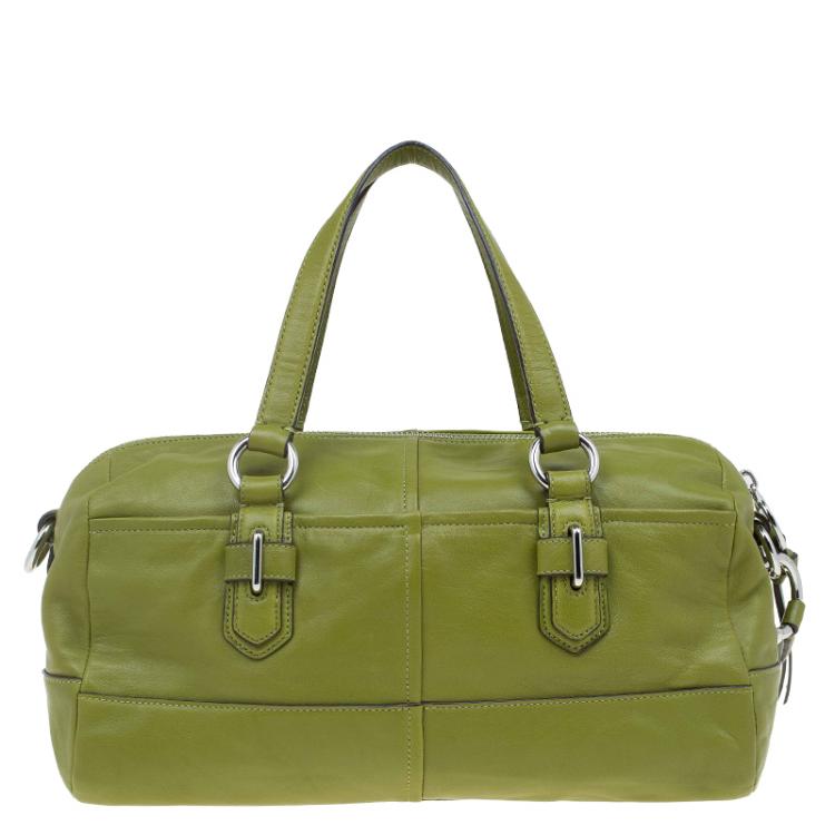 Pre Owned Coach Green Leather Chelsea Satchel