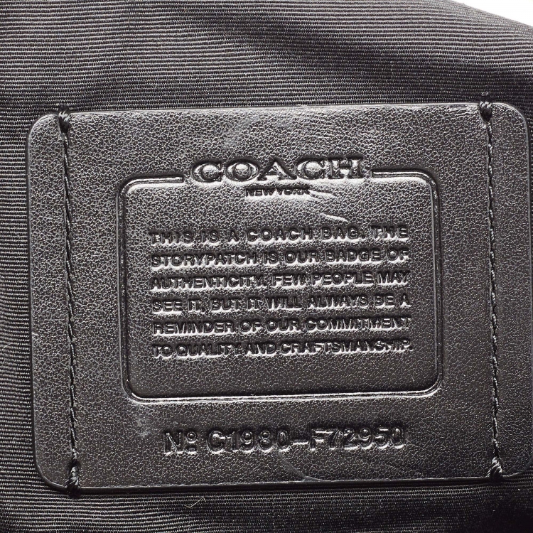 Pre Owned Coach White/Blue Leather Vintage Coach Motif Duffle Bag