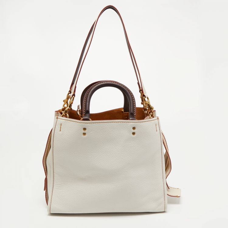 Pre Owned Coach White Leather Rogue Tote